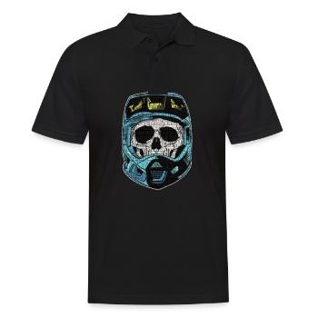 Mountain Bike Skelett mit Downhill Helm - Männer Poloshirt - Schwarz - Vorne - Kai (181cm)