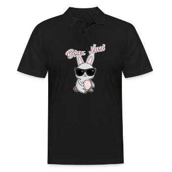 Das Coole Böse Hasi mit Sonnenbrille Böser - Männer Poloshirt - Schwarz - Vorne - Kai (181cm)