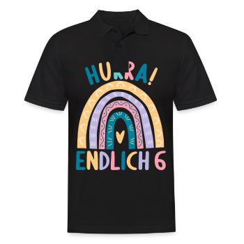 6 Jahre Geburtstagskind Regenbogen 6. Geburtstag - Männer Poloshirt - Schwarz - Vorne - Kai (181cm)