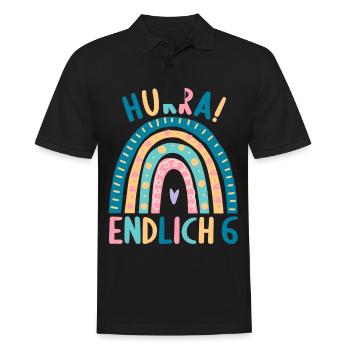 6 Jahre Geburtstagskind Regenbogen 6. Geburtstag - Männer Poloshirt - Schwarz - Vorne - Kai (181cm)