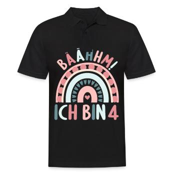 4 Jahre Geburtstagskind Regenbogen 4. Geburtstag - Männer Poloshirt - Schwarz - Vorne - Kai (181cm)