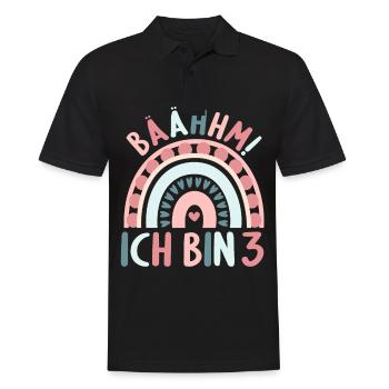 3 Jahre Geburtstagskind Regenbogen 3. Geburtstag - Männer Poloshirt - Schwarz - Vorne - Kai (181cm)