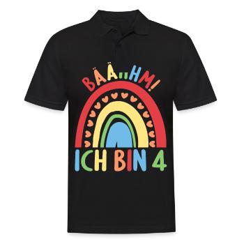 4 Jahre Geburtstagskind Regenbogen 4. Geburtstag - Männer Poloshirt - Schwarz - Vorne - Kai (181cm)