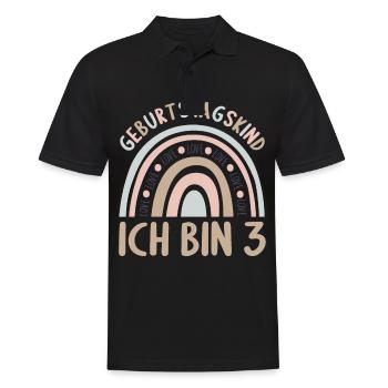 3 Jahre Geburtstagskind Regenbogen 3. Geburtstag - Männer Poloshirt - Schwarz - Vorne - Kai (181cm)