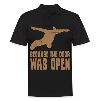 Fallschirmspringer Sprüche Because The Door Was - Männer Poloshirt - Schwarz - Vorne - Kai (181cm)