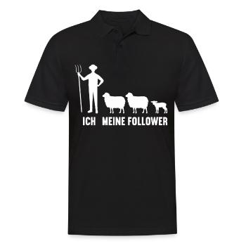 Ich und meine Follower Landwirt Schaf Schafe - Männer Poloshirt - Schwarz - Vorne - Kai (181cm)