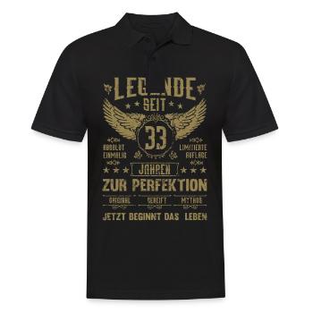 Legende seit 33 Jahren 33. Geburtstag - Männer Poloshirt - Schwarz - Vorne - Kai (181cm)