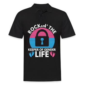 Gender Reveal Design für eine Gender-Hüterin - Männer Poloshirt - Schwarz - Vorne - Kai (181cm)