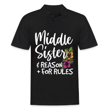 Mittlere Schwester & Grund für Regeln Zitat für - Männer Poloshirt - Schwarz - Vorne - Kai (181cm)