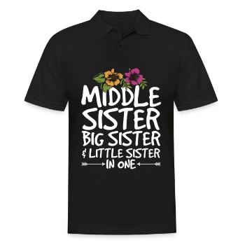 Geschwister Zitat für die mittlere Schwester - Männer Poloshirt - Schwarz - Vorne - Kai (181cm)