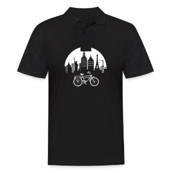 Fahrrad Fahrradfahren Fahrradfahrer Stadtrad Rad - Männer Poloshirt - Schwarz - Vorne - Kai (181cm)