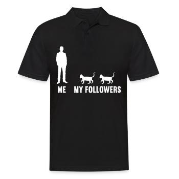 Ich und meine Follower Katze Mieze Kätzchen Katzen - Männer Poloshirt - Schwarz - Vorne - Kai (181cm)