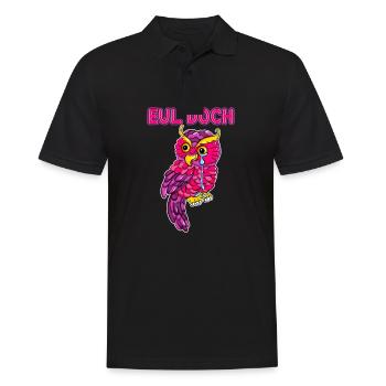 Niedliche Traurige Pinke Eule Eul Doch - Männer Poloshirt - Schwarz - Vorne - Kai (181cm)