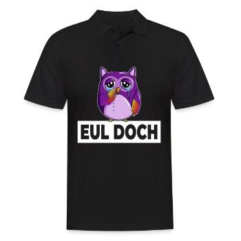 Traurige kleine Dicke Violette Eule mit Spruch Eul - Männer Poloshirt - Schwarz - Vorne - Kai (181cm)