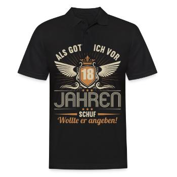 Als Gott mich vor 18 Jahren schuf wollte angeben - Männer Poloshirt - Schwarz - Vorne - Kai (181cm)