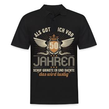 Als Gott mich vor 50 Jahren schuf 50. Geburtstag - Männer Poloshirt - Schwarz - Vorne - Kai (181cm)