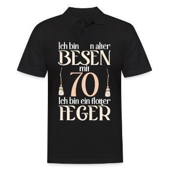 Alter Besen Flotter Feger 70 Jahre 70. Geburtstag - Männer Poloshirt - Schwarz - Vorne - Kai (181cm)