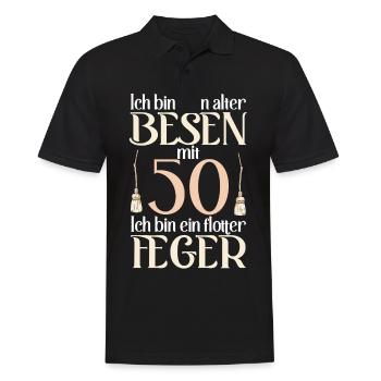 Alter Besen Flotter Feger 50 Jahre 50. Geburtstag - Männer Poloshirt - Schwarz - Vorne - Kai (181cm)