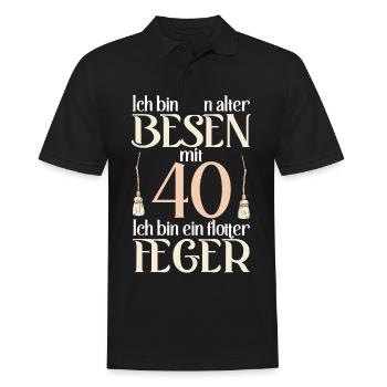 Alter Besen Flotter Feger 40 Jahre 40. Geburtstag - Männer Poloshirt - Schwarz - Vorne - Kai (181cm)