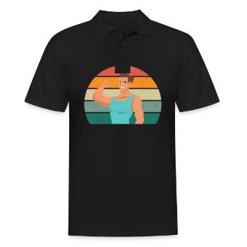 Krafttraining Fitnessstudio fitness sport Training - Männer Poloshirt - Schwarz - Vorne - Kai (181cm)