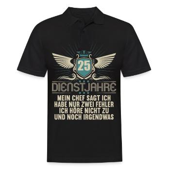 25 Jahre im Dienst 25 Jähriges Dienstjubiläum - Männer Poloshirt - Schwarz - Vorne - Kai (181cm)