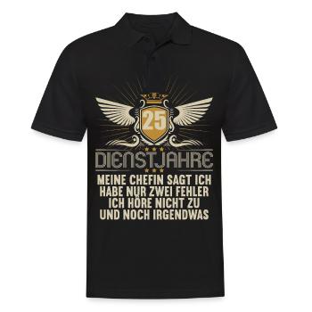 25 Jahre im Dienst 25 Jähriges Dienstjubiläum - Männer Poloshirt - Schwarz - Vorne - Kai (181cm)
