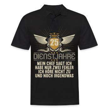 25 Jahre im Dienst 25 Jähriges Dienstjubiläum - Männer Poloshirt - Schwarz - Vorne - Kai (181cm)