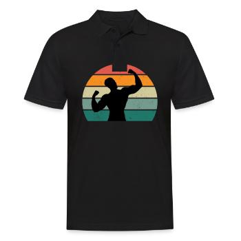 Krafttraining Fitnessstudio fitness sport Training - Männer Poloshirt - Schwarz - Vorne - Kai (181cm)