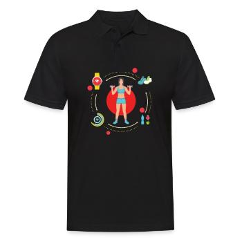 Krafttraining Fitnessstudio fitness sport Training - Männer Poloshirt - Schwarz - Vorne - Kai (181cm)
