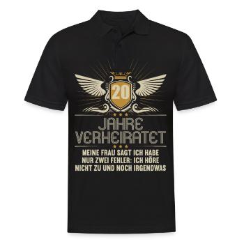 20 Jahre verheiratet nur 2 Fehler 20.Hochzeitstag - Männer Poloshirt - Schwarz - Vorne - Kai (181cm)