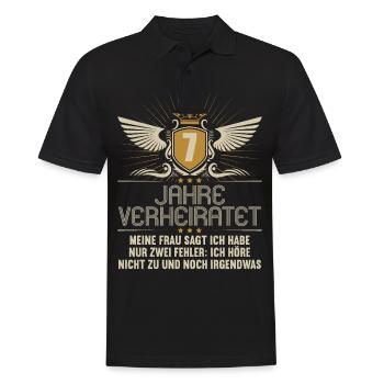 7 Jahre verheiratet nur 2 Fehler 7.Hochzeitstag - Männer Poloshirt - Schwarz - Vorne - Kai (181cm)