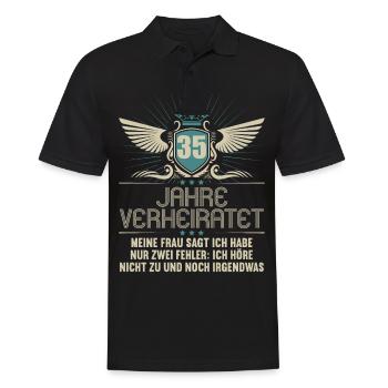 35 Jahre verheiratet nur 2 Fehler 35.Hochzeitstag - Männer Poloshirt - Schwarz - Vorne - Kai (181cm)