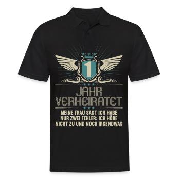 1 Jahr verheiratet nur 2 Fehler 1.Hochzeitstag - Männer Poloshirt - Schwarz - Vorne - Kai (181cm)