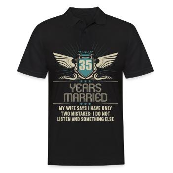 35 ans marié seulement 2 erreurs 35ème anniversaire de mariage - Polo Homme - noir - Devant - Kai (181cm)