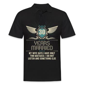 30 ans marié seulement 2 erreurs 30.Anniversaire de mariage - Polo Homme - noir - Devant - Kai (181cm)