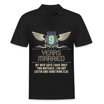 9 ans marié seulement 2 erreurs 9.Anniversaire de mariage - Polo Homme - noir - Devant - Kai (181cm)