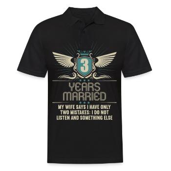 3 years married only 2 mistakes 3.Wedding anniversary - Men's Polo Shirt - black - Front - Kai (181cm)