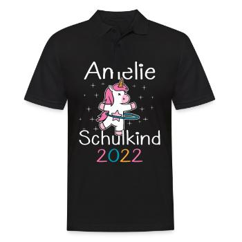 Einschulung 2022 Amelie Einhorn Erstklässler 2022 - Männer Poloshirt - Schwarz - Vorne - Kai (181cm)