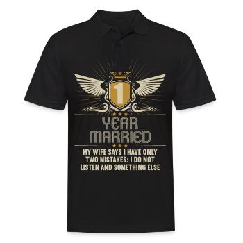 1 an marié seulement 2 erreurs 1.Anniversaire de mariage - Polo Homme - noir - Devant - Kai (181cm)