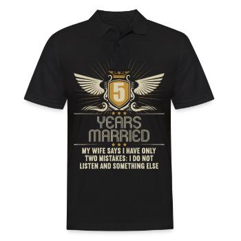 5 years married only 2 mistakes 5th wedding anniversary - Men's Polo Shirt - black - Front - Kai (181cm)
