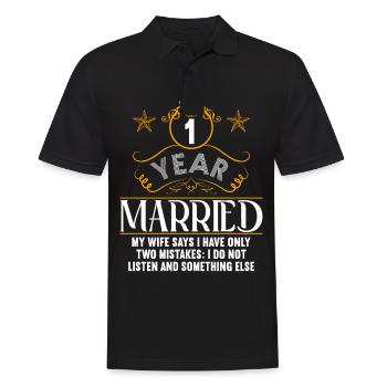 1 Jahr verheiratet nur 2 Fehler 1.Hochzeitstag - Männer Poloshirt - Schwarz - Vorne - Kai (181cm)