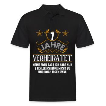 7 Jahre verheiratet nur 2 Fehler 7.Hochzeitstag - Männer Poloshirt - Schwarz - Vorne - Kai (181cm)
