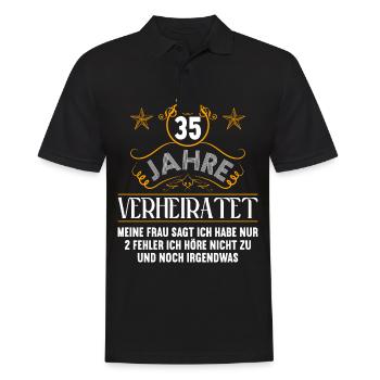 35 Jahre verheiratet nur 2 Fehler 35.Hochzeitstag - Männer Poloshirt - Schwarz - Vorne - Kai (181cm)