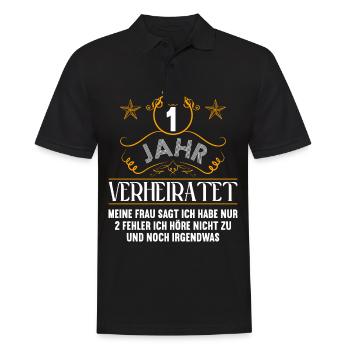 1 Jahr verheiratet nur 2 Fehler 1.Hochzeitstag - Männer Poloshirt - Schwarz - Vorne - Kai (181cm)