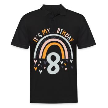 8 years Rainbow Rainbow 8th birthday - Men's Polo Shirt - black - Front - Kai (181cm)