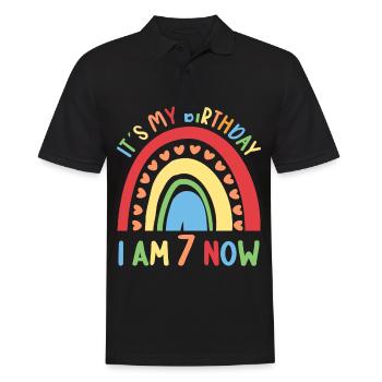 7 years Rainbow Rainbow 7th birthday - Men's Polo Shirt - black - Front - Kai (181cm)