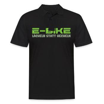 E-Bike Lächeln statt Hecheln Pedelec E-Bike - Männer Poloshirt - Schwarz - Vorne - Kai (181cm)
