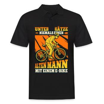 Unterschätze niemals einen alten Mann Pedelec - Männer Poloshirt - Schwarz - Vorne - Kai (181cm)