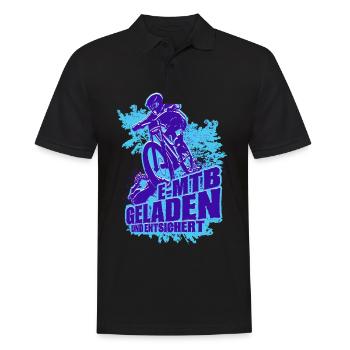 E-MTB Geladen und Entsichert Pedelec E-Bike - Männer Poloshirt - Schwarz - Vorne - Kai (181cm)
