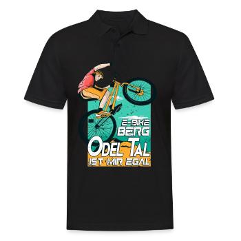 E-Bike Berg oder Tal ist mir egal Pedelec E-Bike - Männer Poloshirt - Schwarz - Vorne - Kai (181cm)
